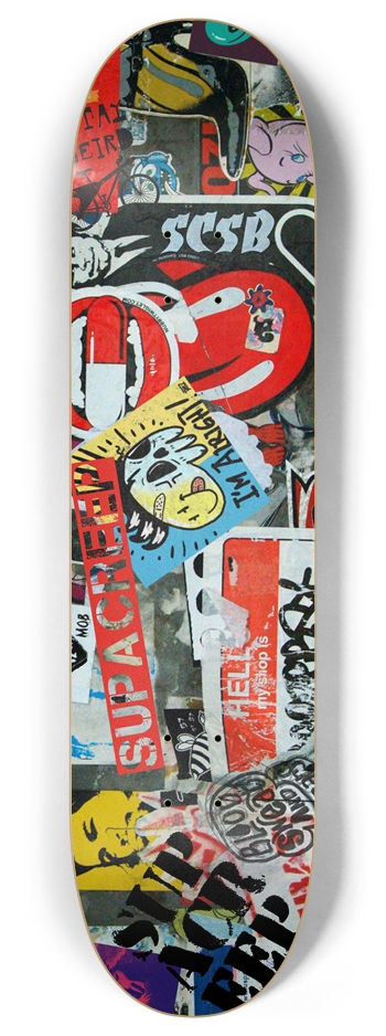 Stickerbomb Vandal Skateboard 8 Inch Skateboard Deck by SupaCreep