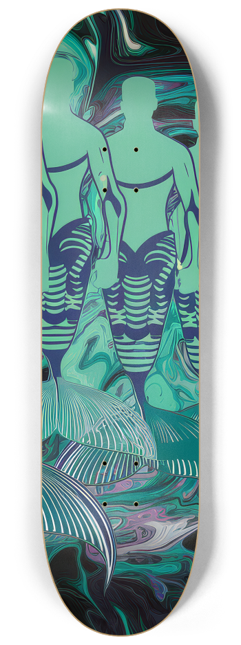 2 Skateboard Series Art - Green Mermen #2