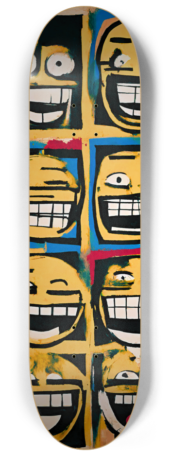 Basquiat Warhol-Inspired Smiley Face Diptych Sk #1