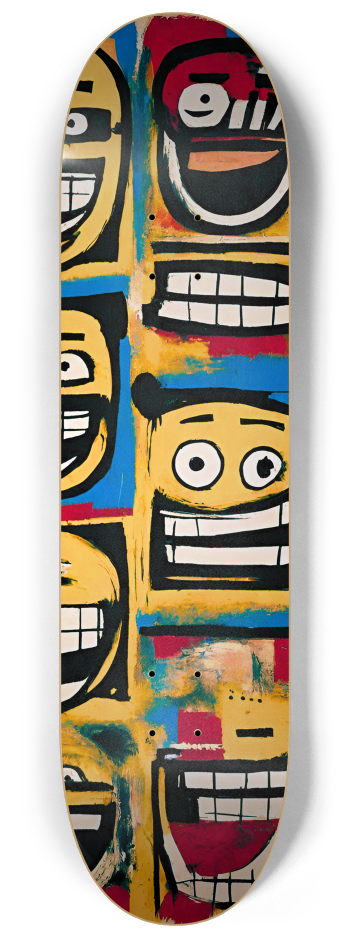 Basquiat Warhol-Inspired Smiley Face Diptych Sk #2