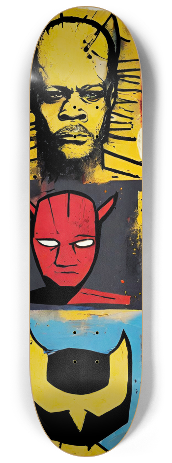 Basquiat-Inspired Superhero Mask Diptych Skateb #1