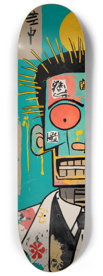 Basquiat-Inspired Japanese Robot Skateboard Wal #1