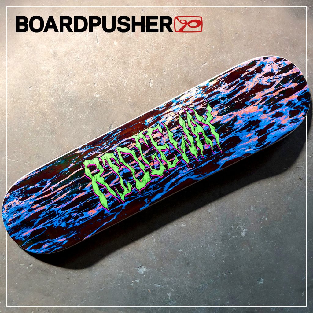 angela fuhrmann custom skateboard graphic band ridgeway