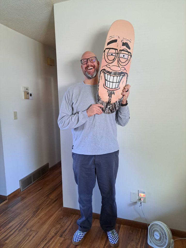 artist aaron bigelow egg skateboard custom graphic design