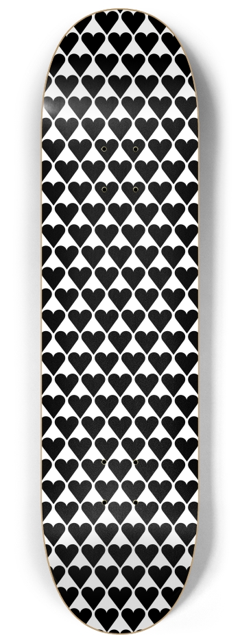 Black Heart Pattern 8-1/4 Skateboard Deck