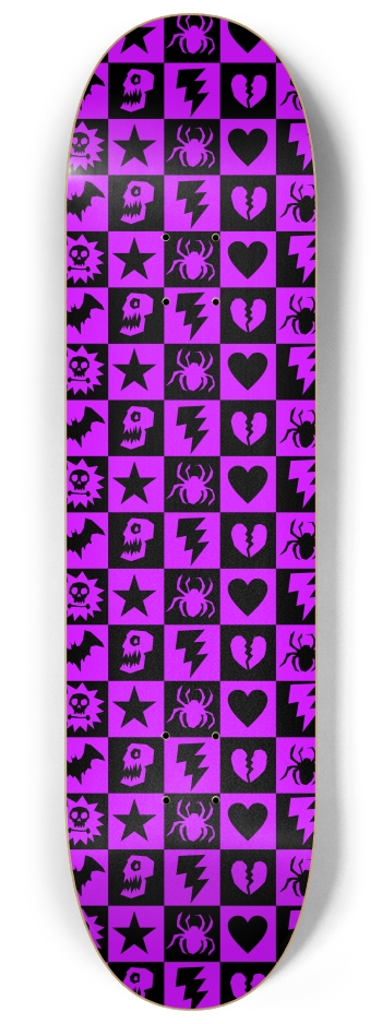 Purple Gothic Punk Checkers 8-1/4 Skateboard Deck