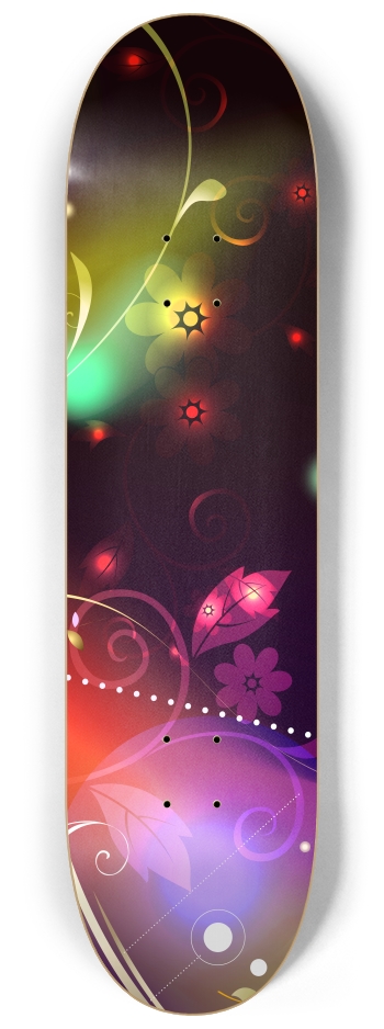 Glowing Flowers and Flourishes 8-1/4 Skateboard Deck