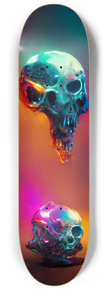 Melting Chrome Skull 8-1/4 Skateboard Deck