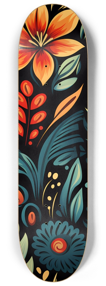 Graphic Floral Pattern 8-1/4 Skateboard Deck