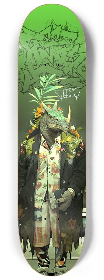 Rhinosaurs green  (Freedom is here) 8-1/4 Skateboard Deck